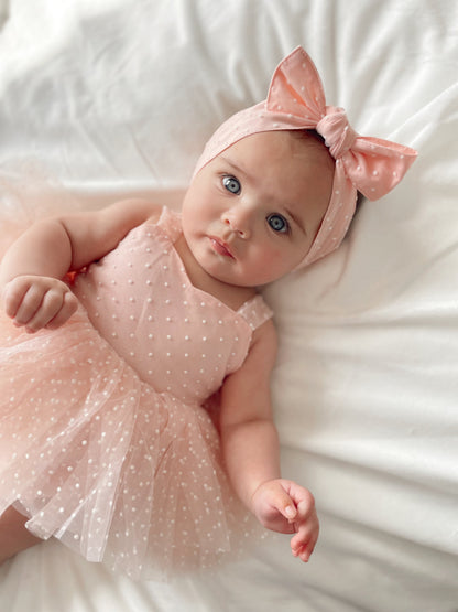 Wildflower Pink Rose Baby Girl Tulle Party Romper