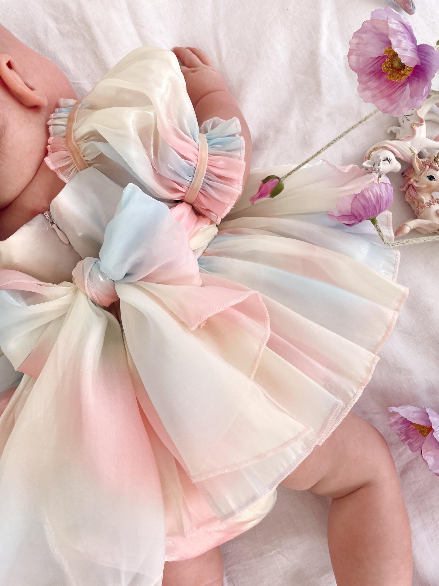 Sherbet Fairy Pastel Rainbow Organza Baby Girl Party Romper