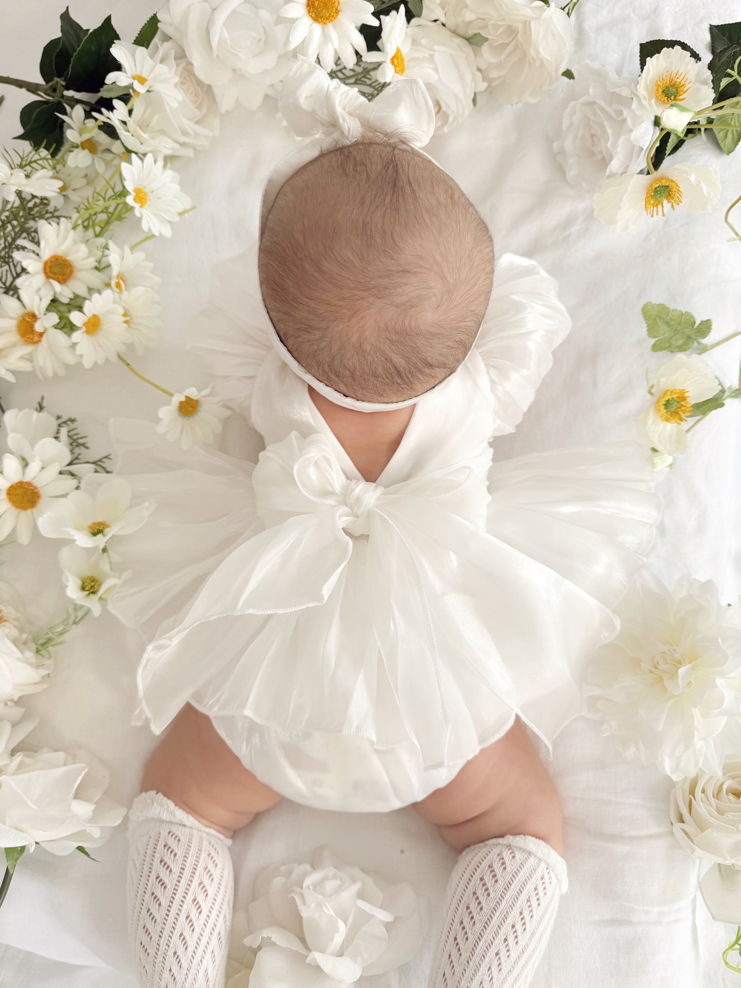 Dolly White Organza Baby Girl Party Romper