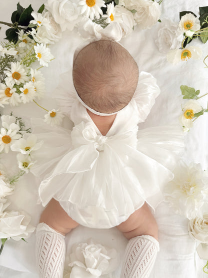 Dolly White Organza Baby Girl Party Romper