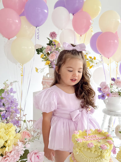 Scarlette Rose Purple Pearl Organza Baby Girl Party Romper