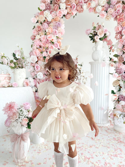 Clementine Matte Cream Organza Baby Girl Romper