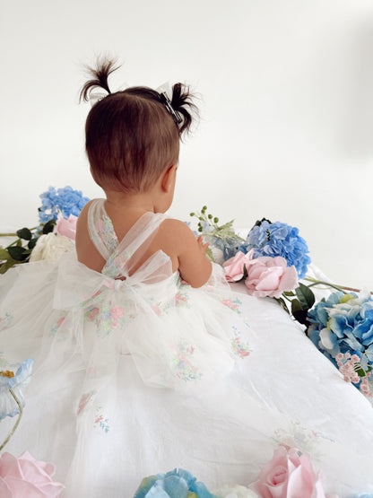 Aletta White Embroidered Baby Girl Tulle Party Romper