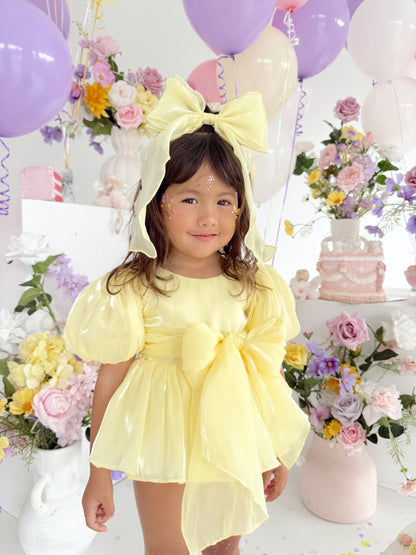 Scarlette Rose Canary Lemon Organza Baby Girl Party Romper