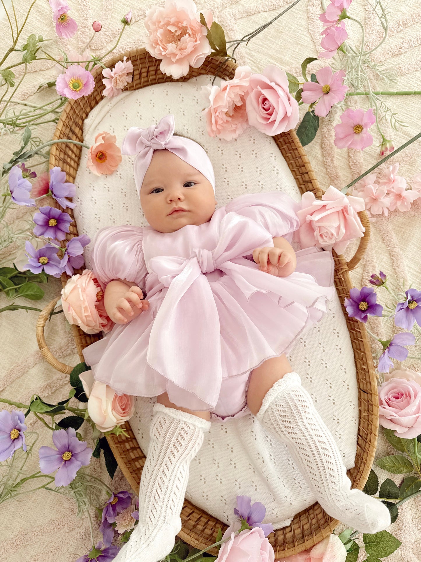 Scarlette Rose Purple Pearl Organza Baby Girl Party Romper