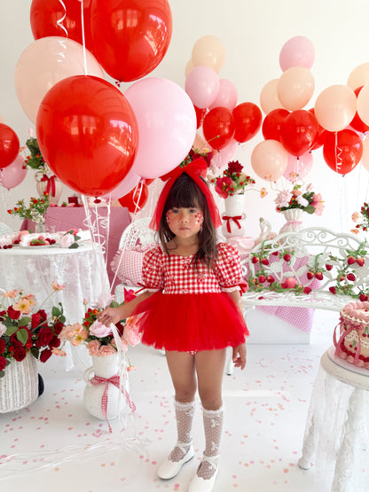 Cherry Lane Red Gingham Baby Girl Tulle Party Romper