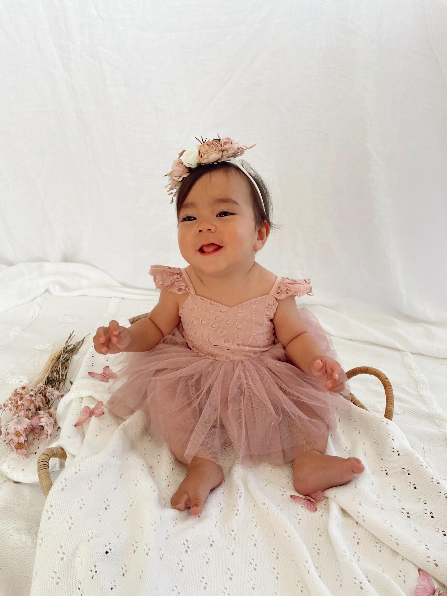 Trixie Belle Dusty Rose Pink Tutu Baby Girl Tulle Party Romper