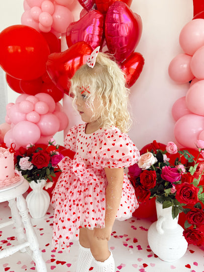 Lover Pink Heart Baby Girl Tulle Party Romper