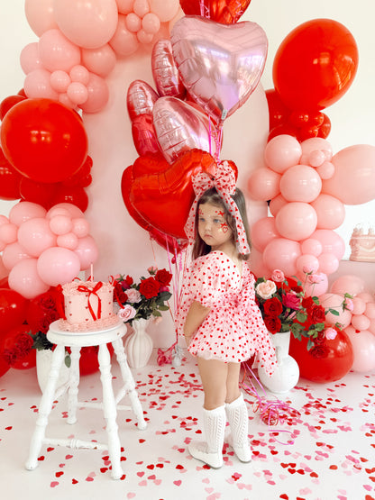 Lover Pink Heart Baby Girl Tulle Party Romper