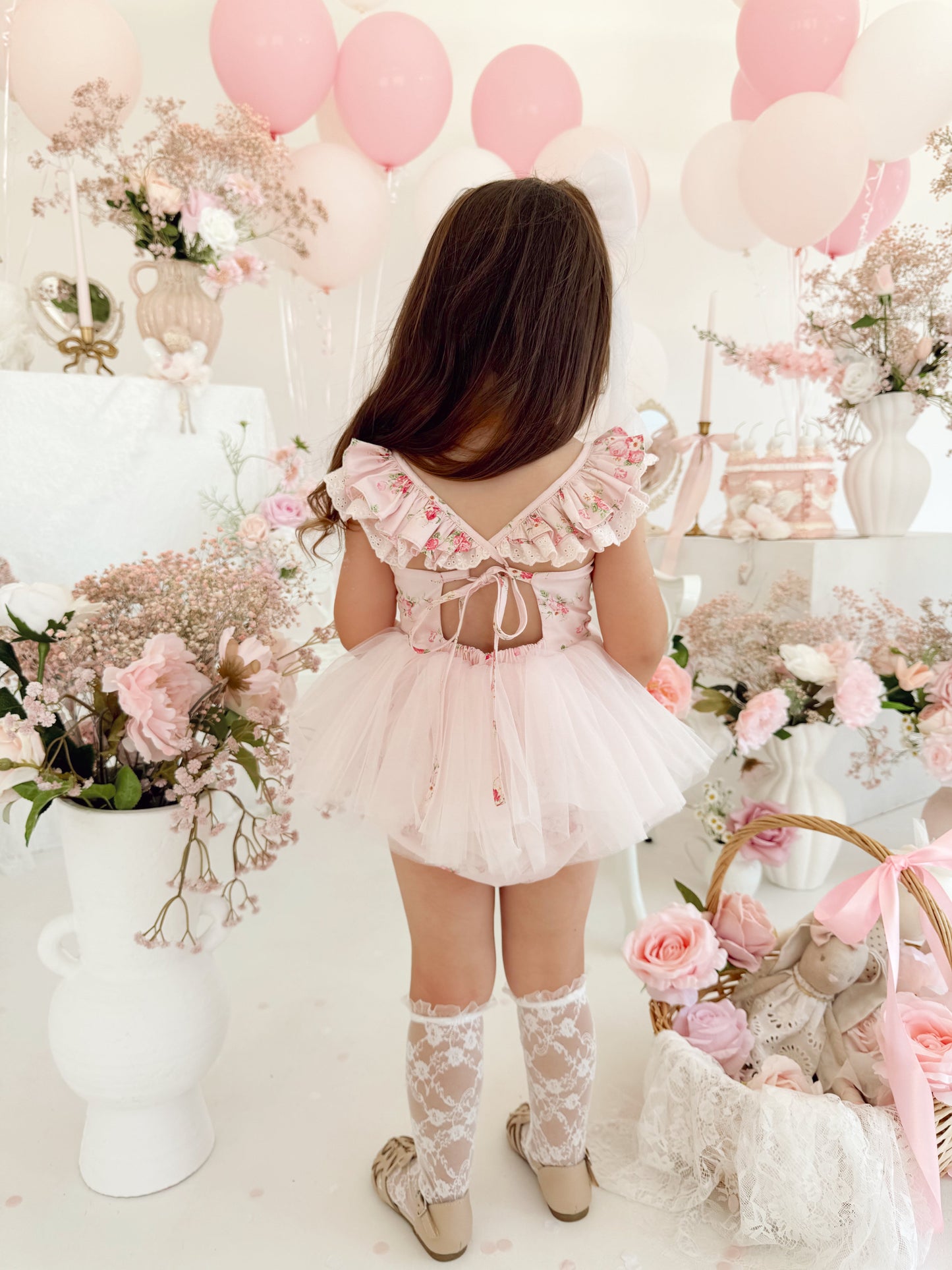 Mirabelle Flower Candy Pink Baby Girl Floral Tulle Party Romper