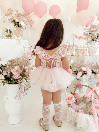 Mirabelle Flower Candy Pink Baby Girl Floral Tulle Party Romper