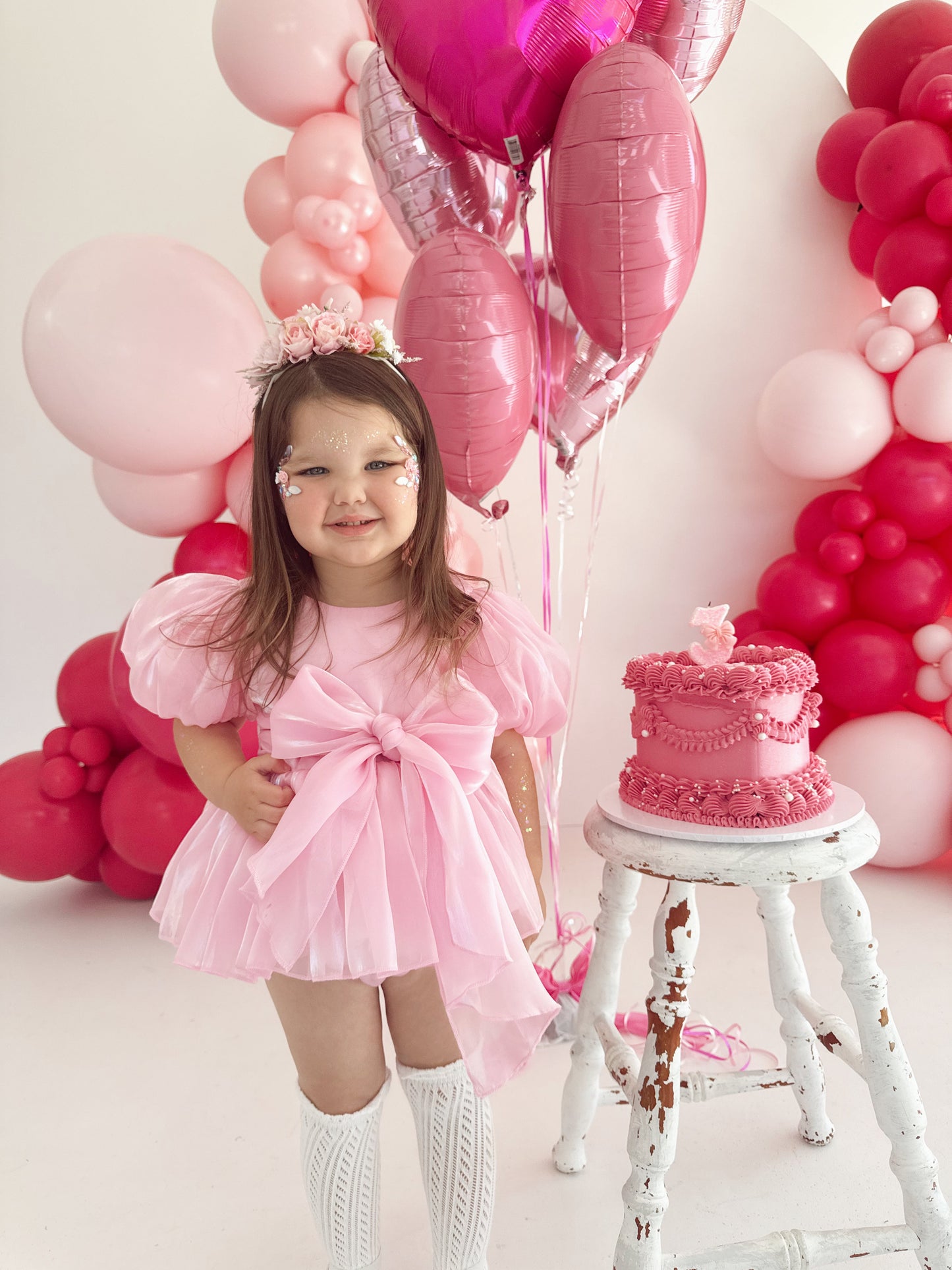 Dolly Candy Pink Organza Baby Girl Party Romper