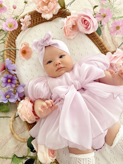 Scarlette Rose Purple Pearl Organza Baby Girl Party Romper
