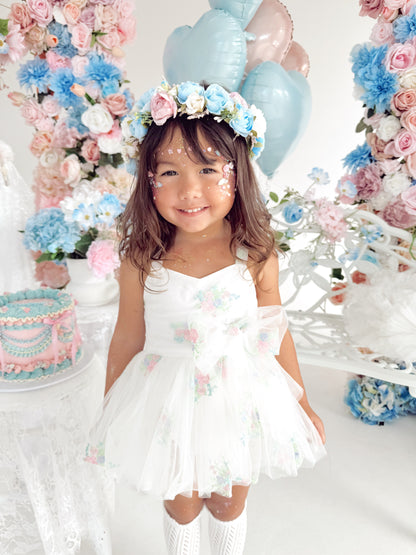 Aletta White Embroidered Baby Girl Tulle Party Romper