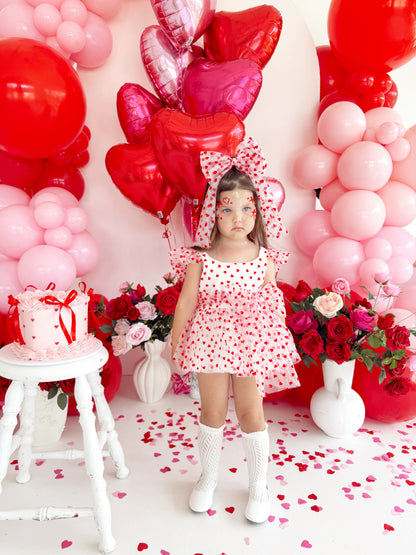 Valentina White Heart Baby Girl Tulle Party Romper