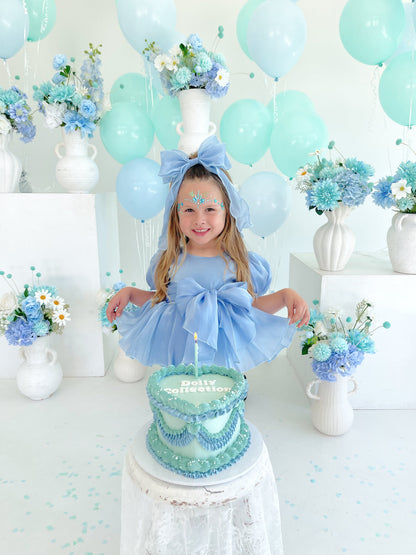 Dolly Dove Blue Organza Baby Girl Party Romper