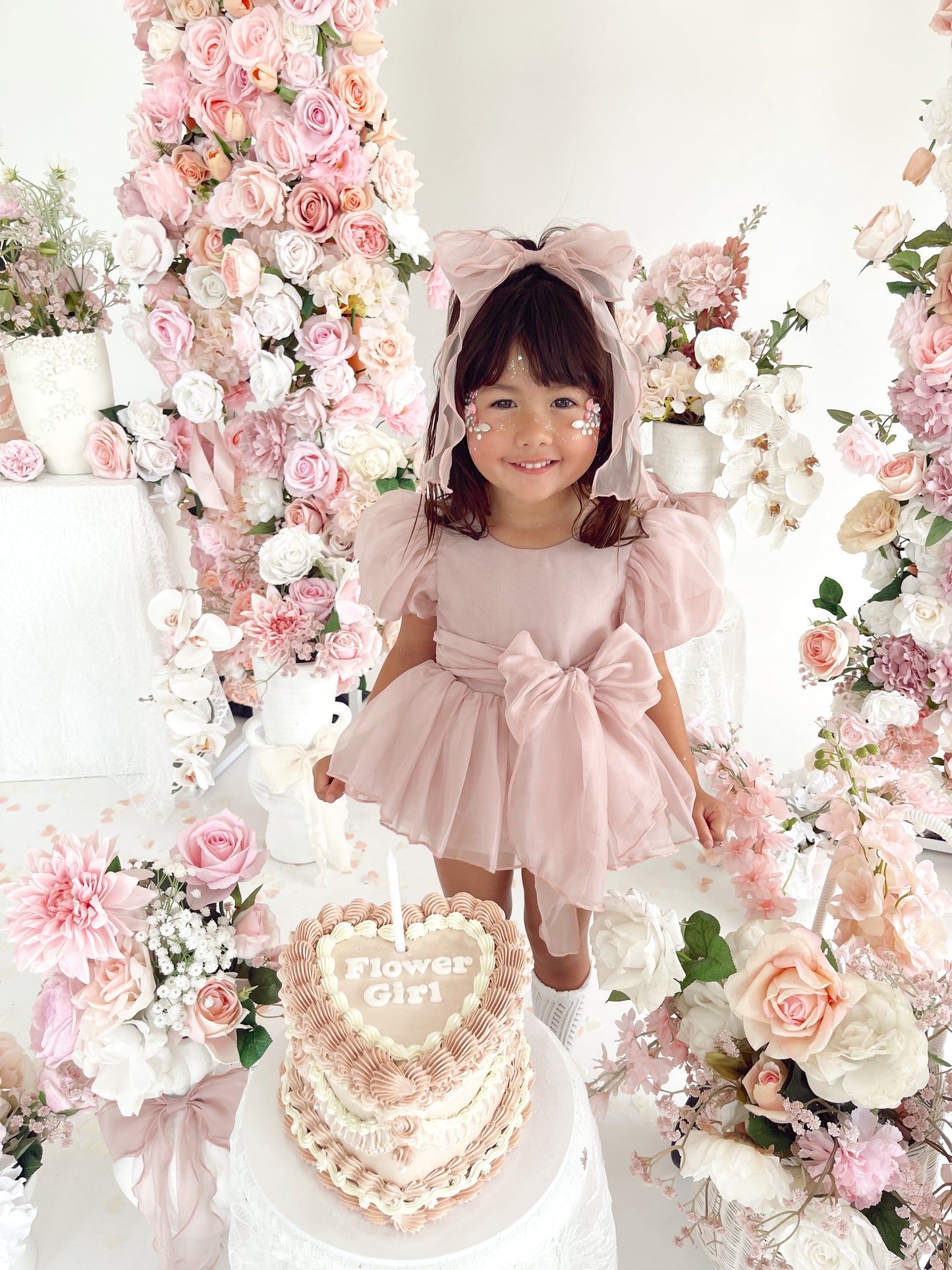 Clementine Matte Blush Rose Pink Organza Baby Girl Romper