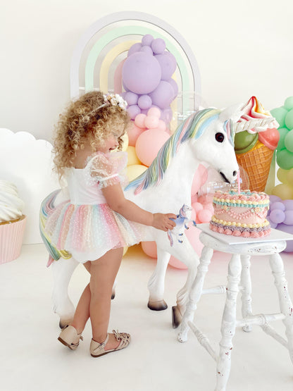 Rainbow Fairy Floss Baby Girl Tulle Party Romper