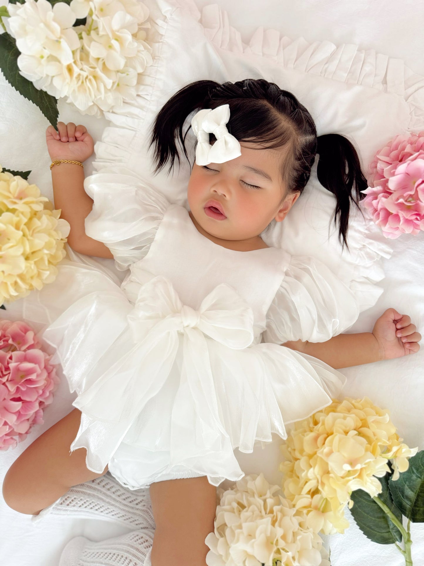 Dolly White Organza Baby Girl Party Romper