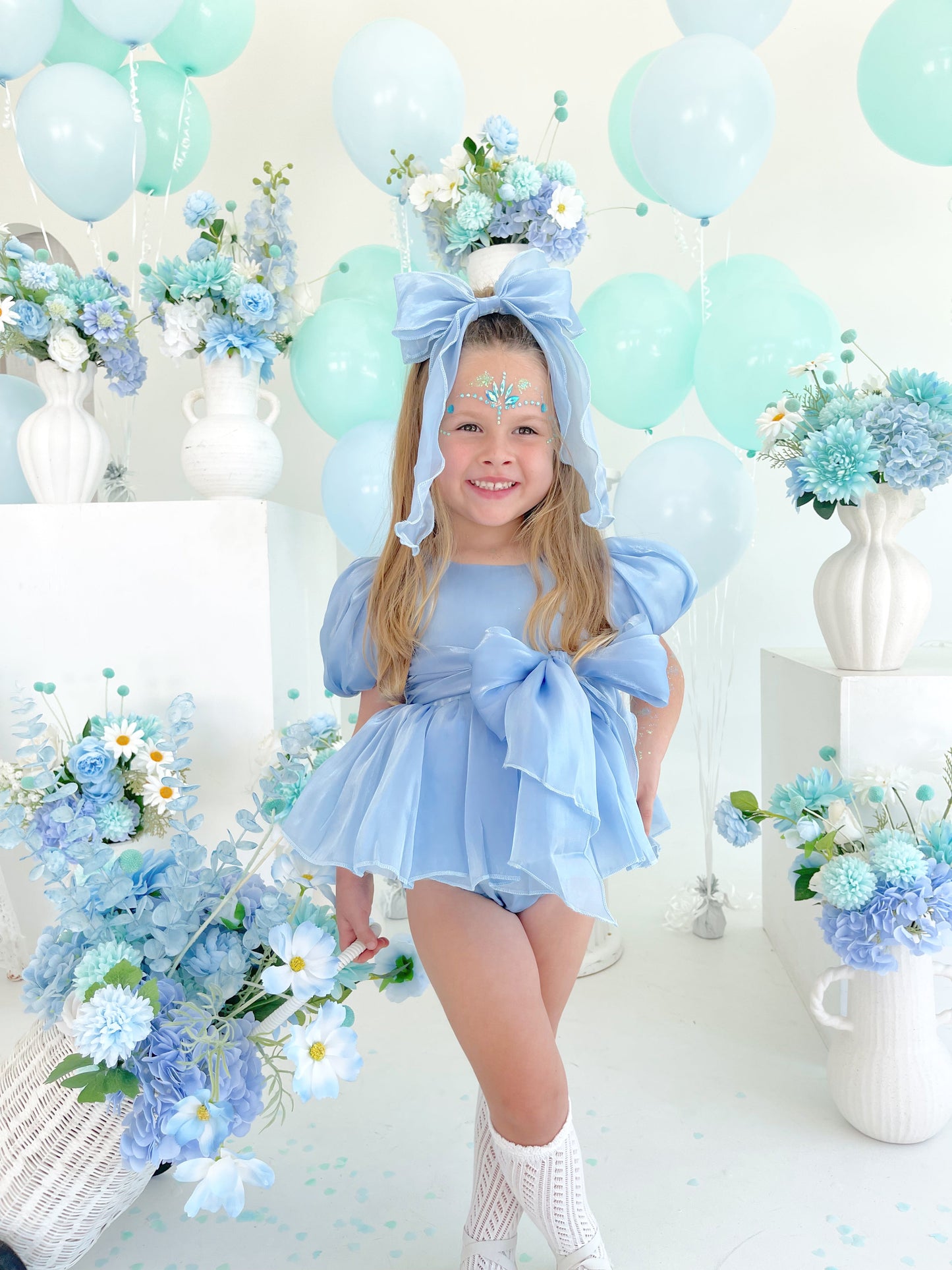 Dolly Dove Blue Organza Baby Girl Party Romper
