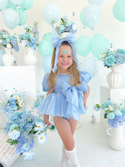 Dolly Dove Blue Organza Baby Girl Party Romper