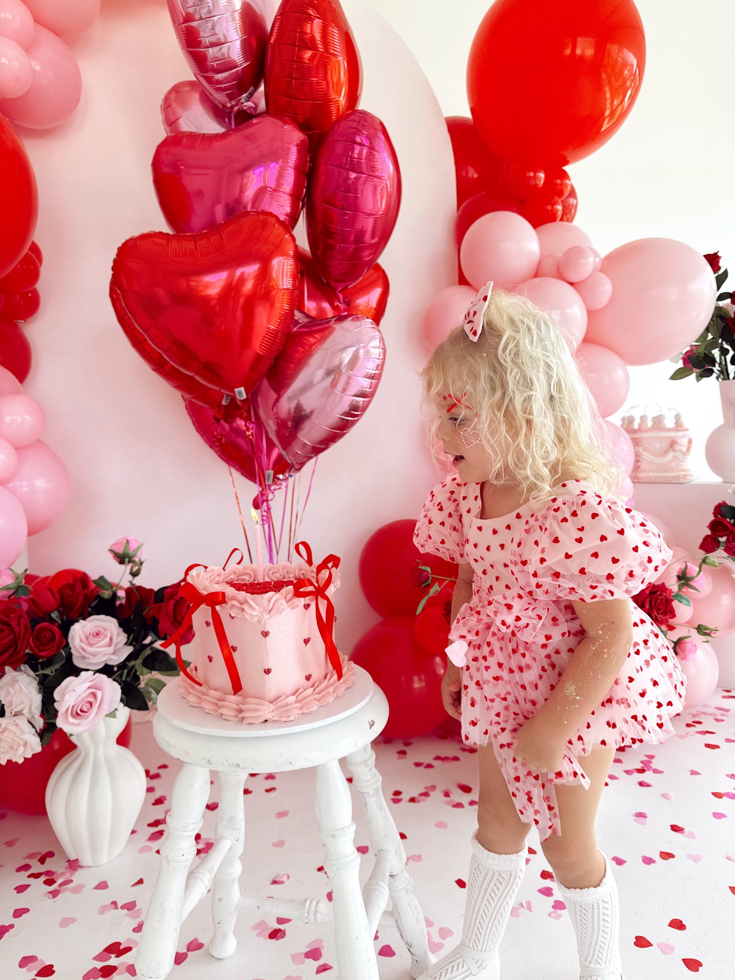 Lover Pink Heart Baby Girl Tulle Party Romper