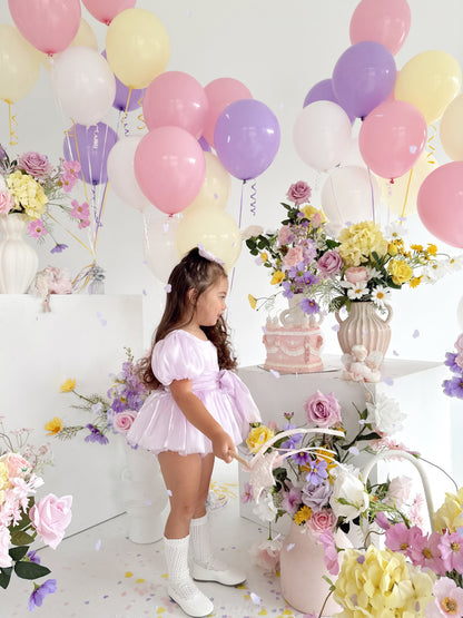 Scarlette Rose Purple Pearl Organza Baby Girl Party Romper