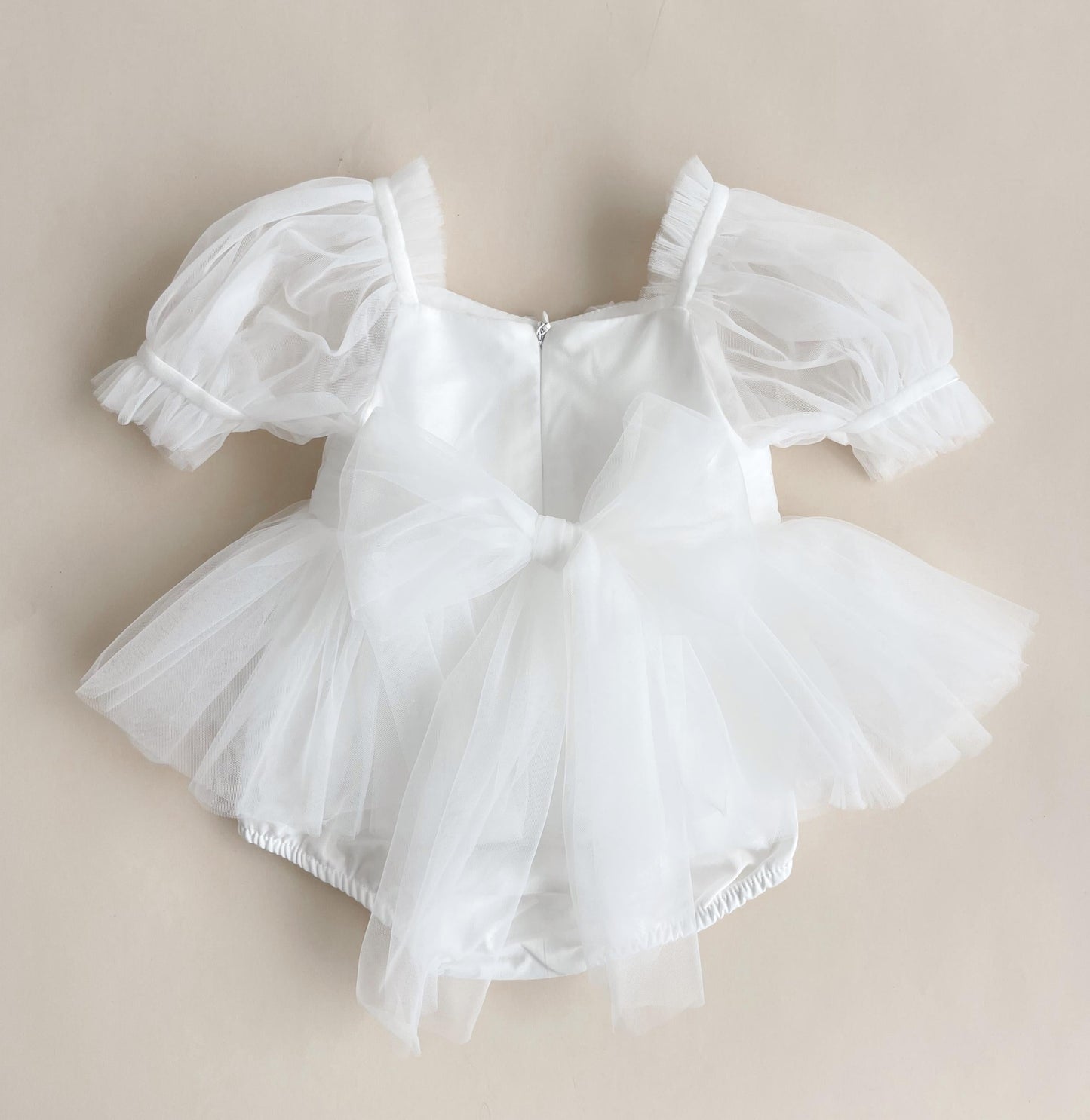 White Flower Fairy Baby Girl Tulle Romper