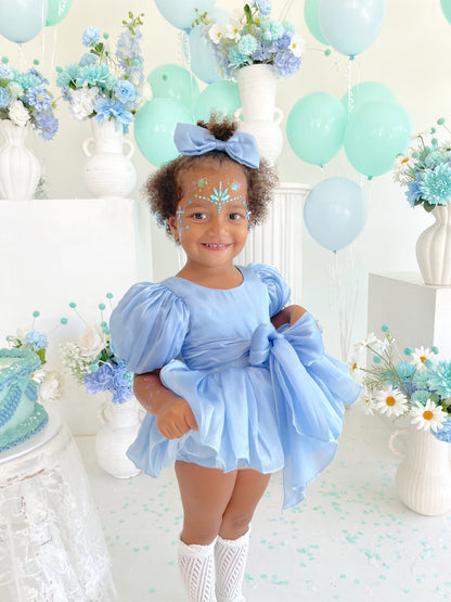 Dolly Dove Blue Organza Baby Girl Party Romper