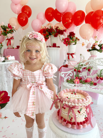 Berry Bliss Pink Gingham Baby Girl Tulle Party Romper