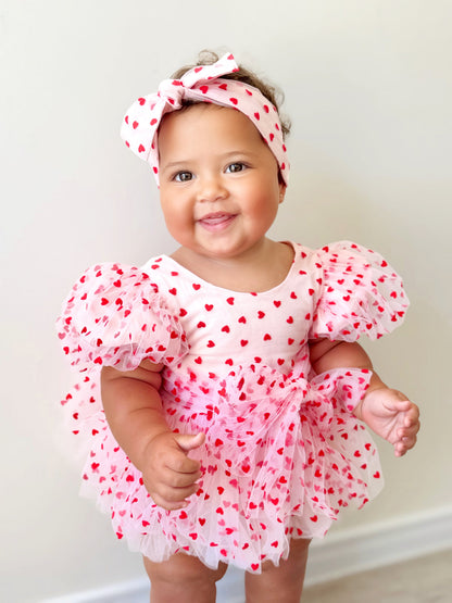 Lover Pink Heart Baby Girl Tulle Party Romper