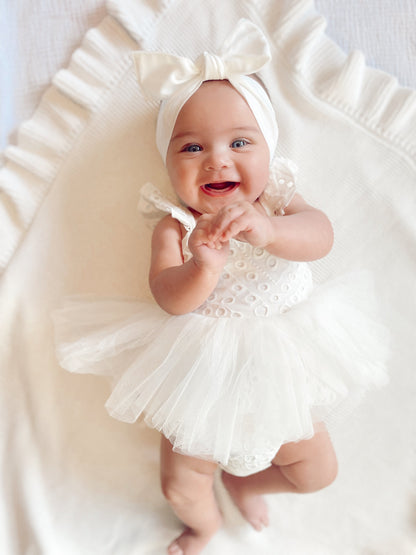 Trixie Belle White Tutu Baby Girl Tulle Party Romper