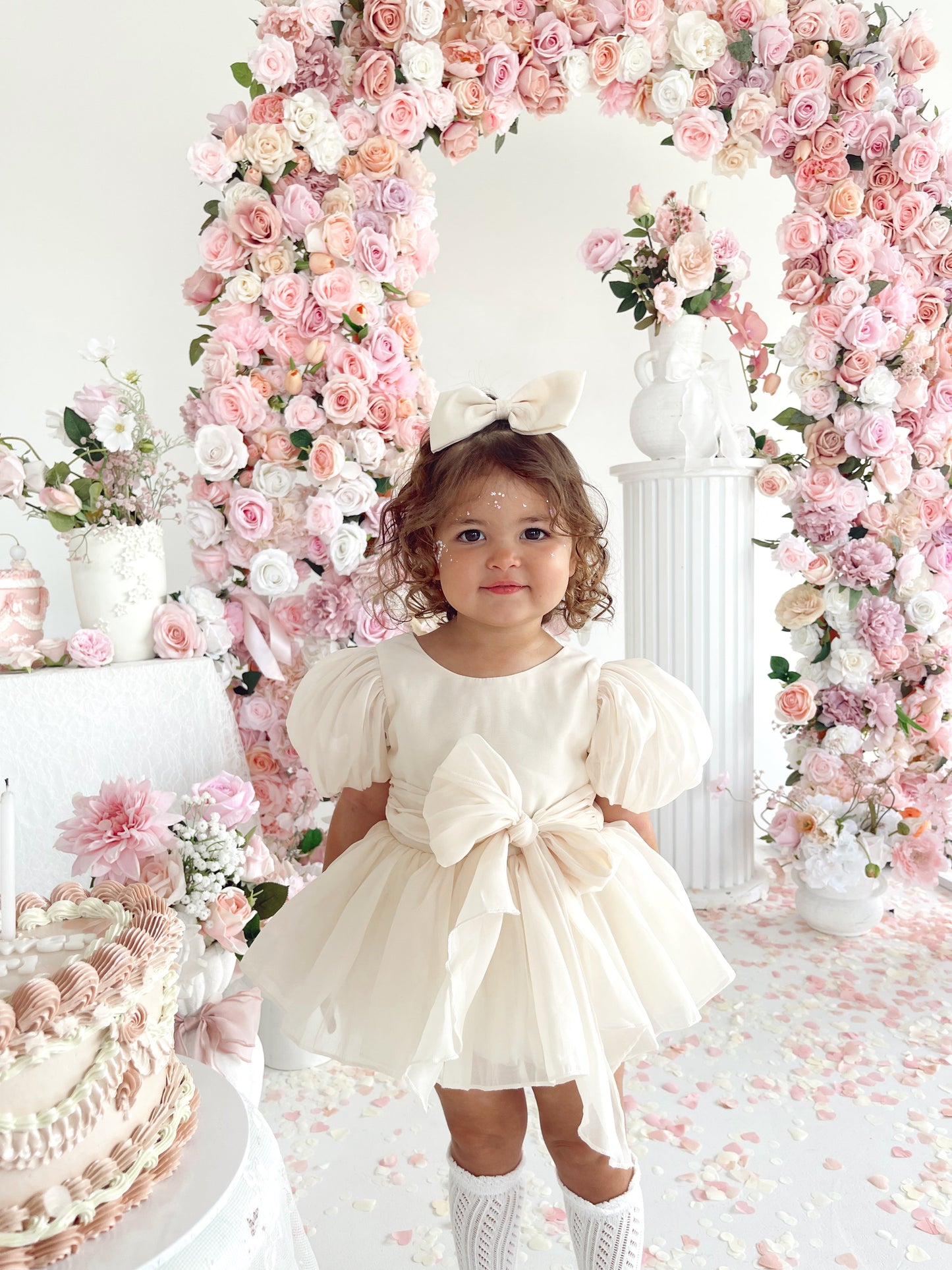 Clementine Matte Cream Organza Baby Girl Romper