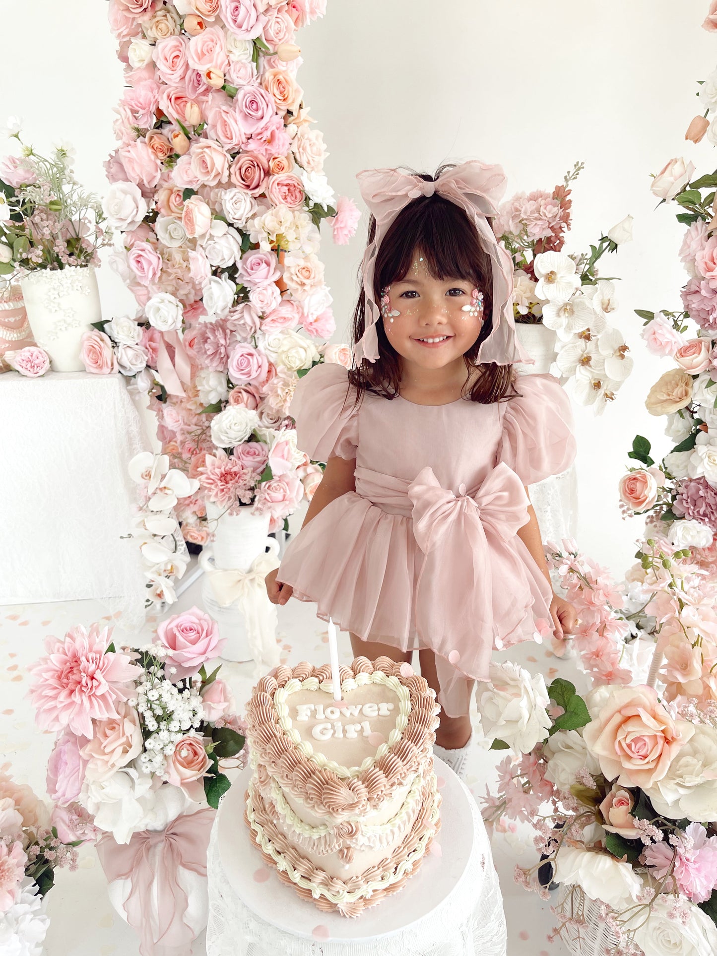 Clementine Matte Blush Rose Pink Organza Baby Girl Romper