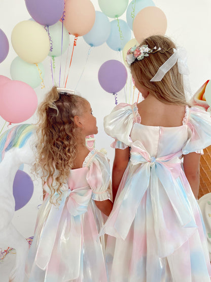 Sherbet Fairy Pastel Rainbow Organza Baby Girl Party Romper