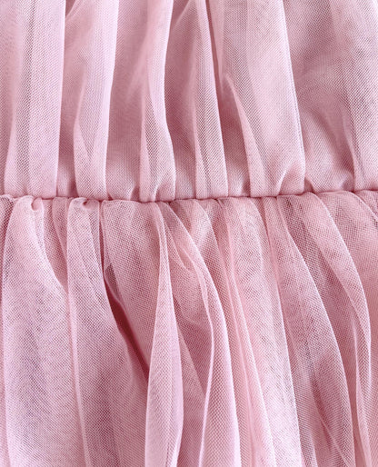 Dusty Rose Flower Fairy Baby Girl Pink Tulle Romper