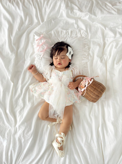 Josephine Lace Blossom Baby Girl Sequin White Tulle Party Romper