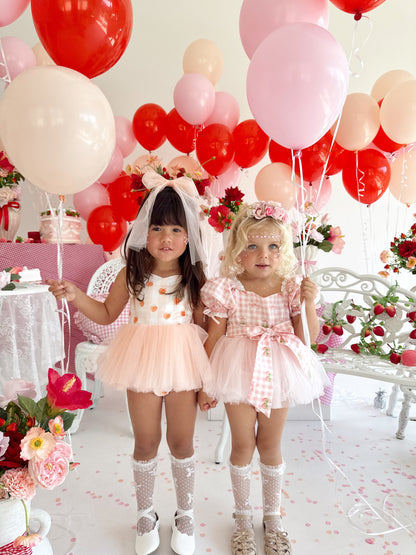 Berry Bliss Pink Gingham Baby Girl Tulle Party Romper