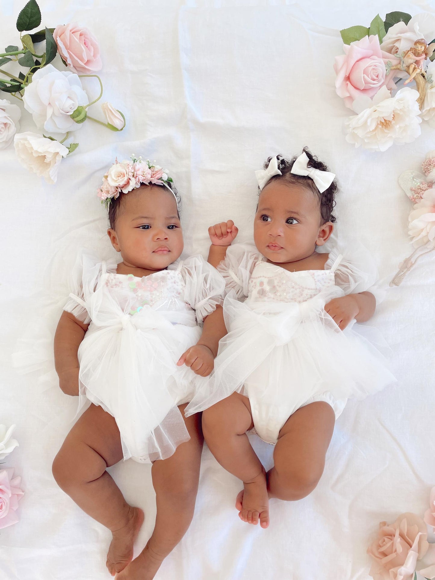 Jewel Sequin White Sparkle Baby Girl Tulle Party Romper
