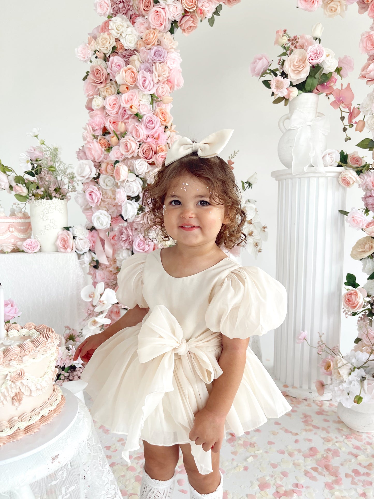 Clementine Matte Cream Organza Baby Girl Romper