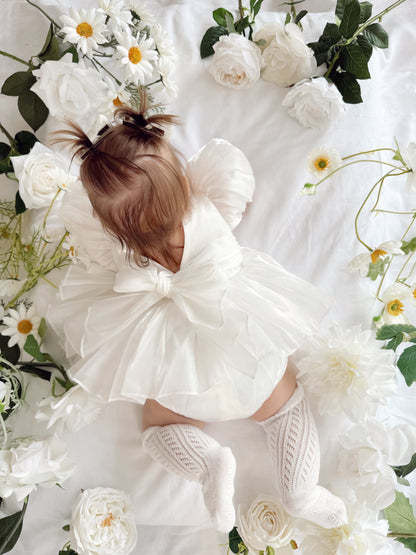 Dolly White Organza Baby Girl Party Romper