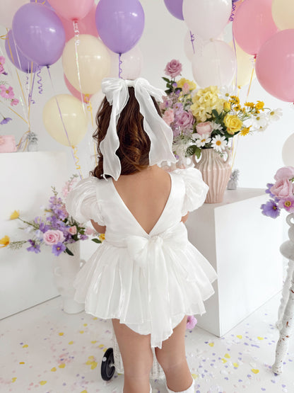 Dolly White Organza Baby Girl Party Romper