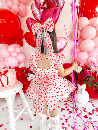 Valentina White Heart Baby Girl Tulle Party Romper