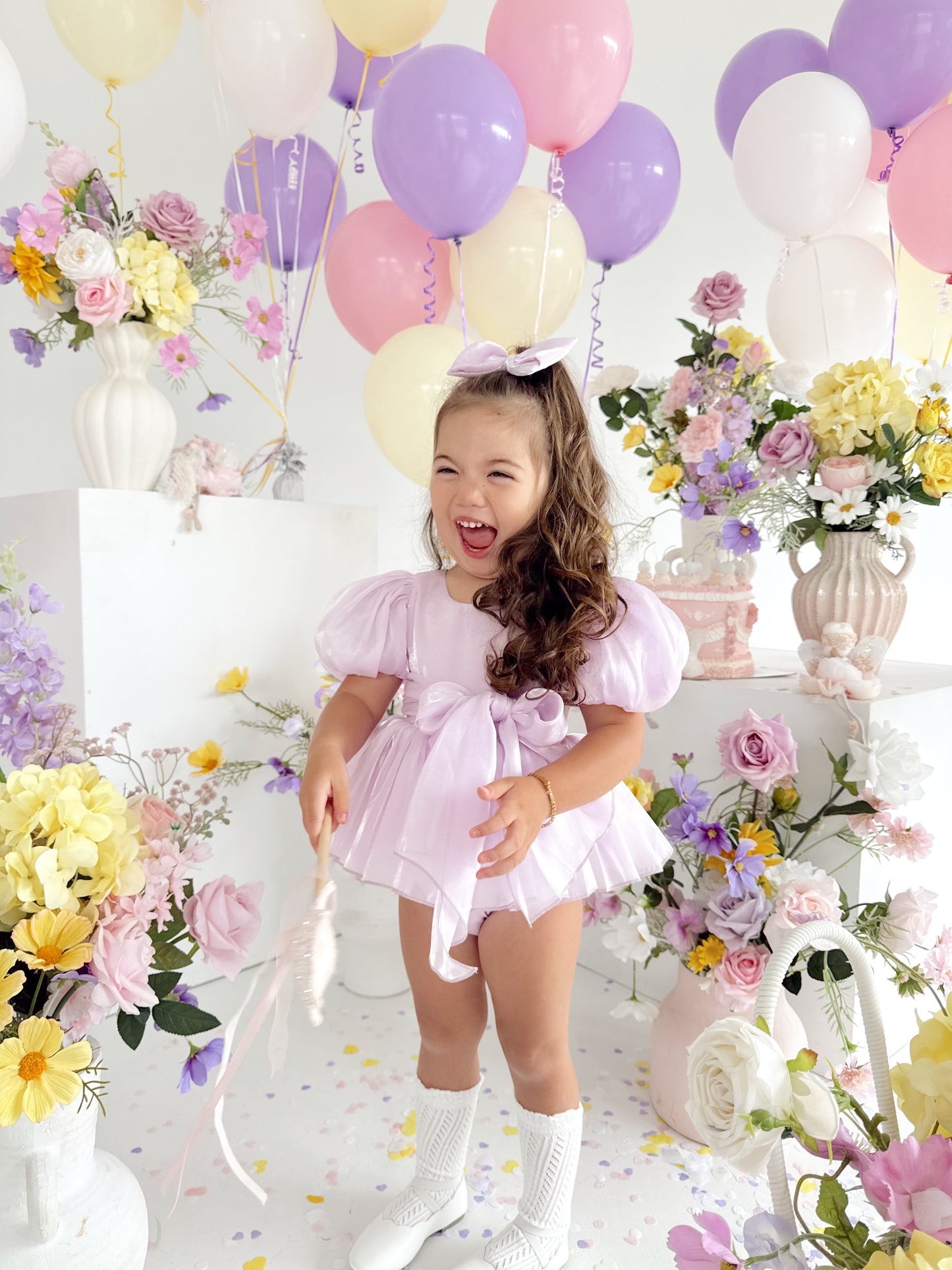 Scarlette Rose Purple Pearl Organza Baby Girl Party Romper