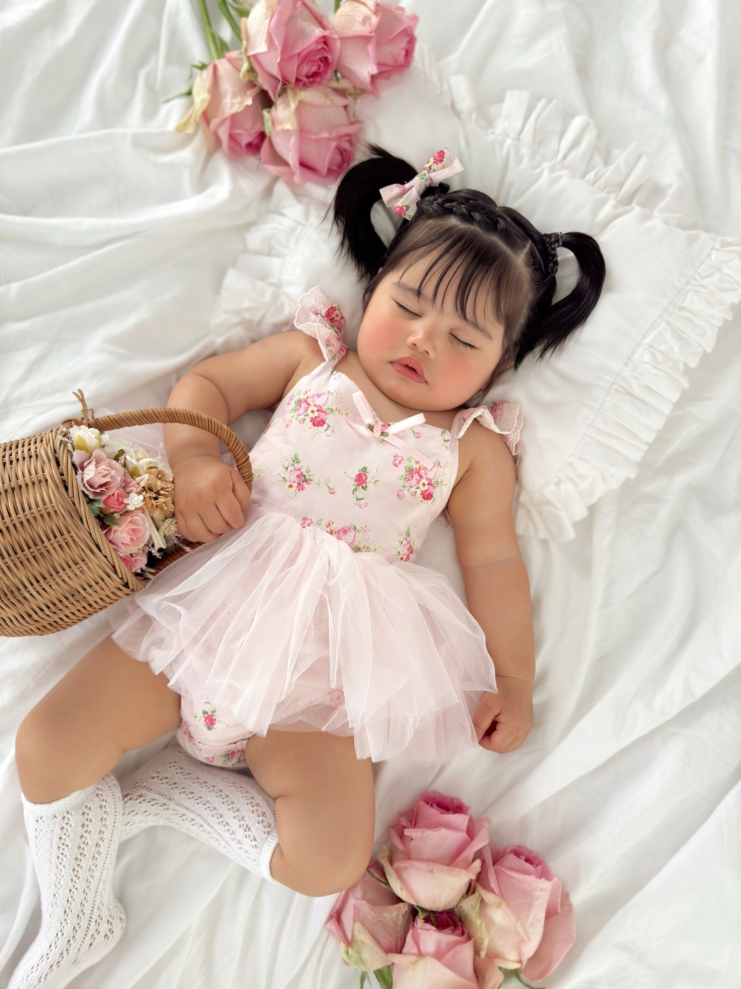 Mirabelle Flower Candy Pink Baby Girl Floral Tulle Party Romper