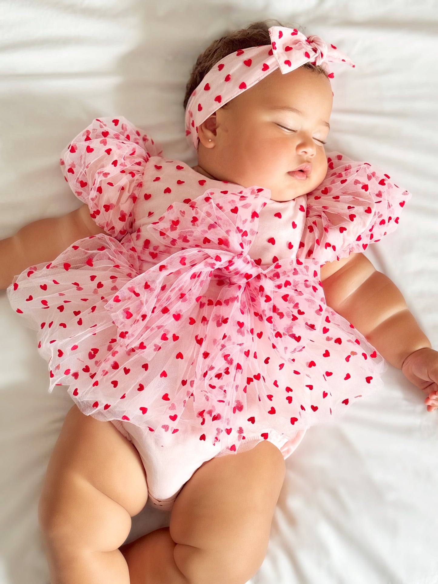 Lover Pink Heart Baby Girl Tulle Party Romper