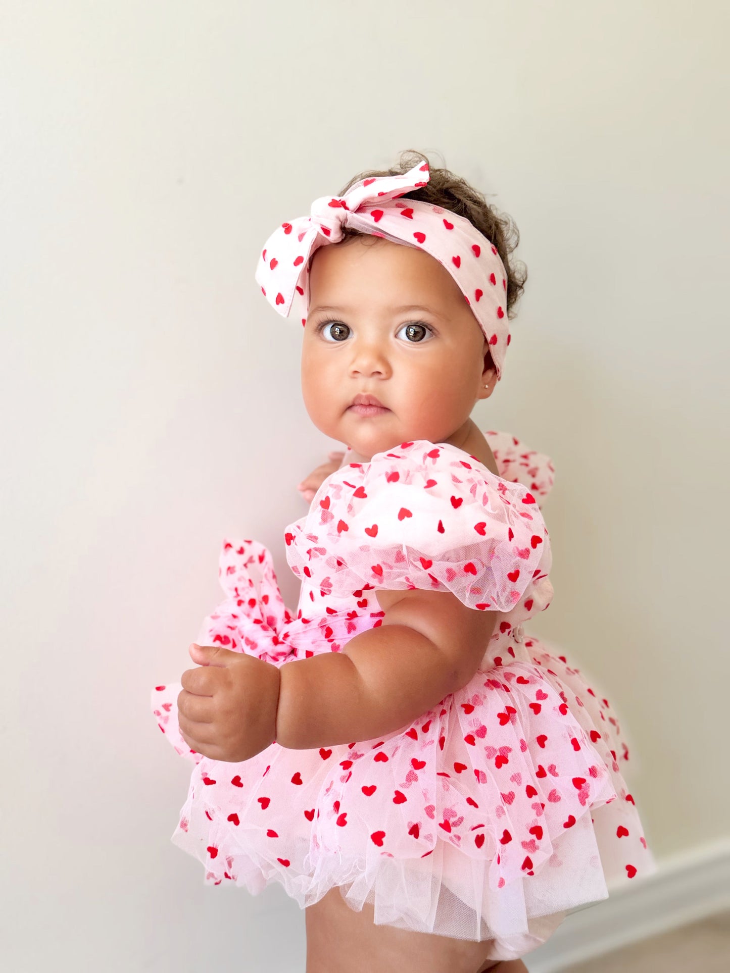 Lover Pink Heart Baby Girl Tulle Party Romper