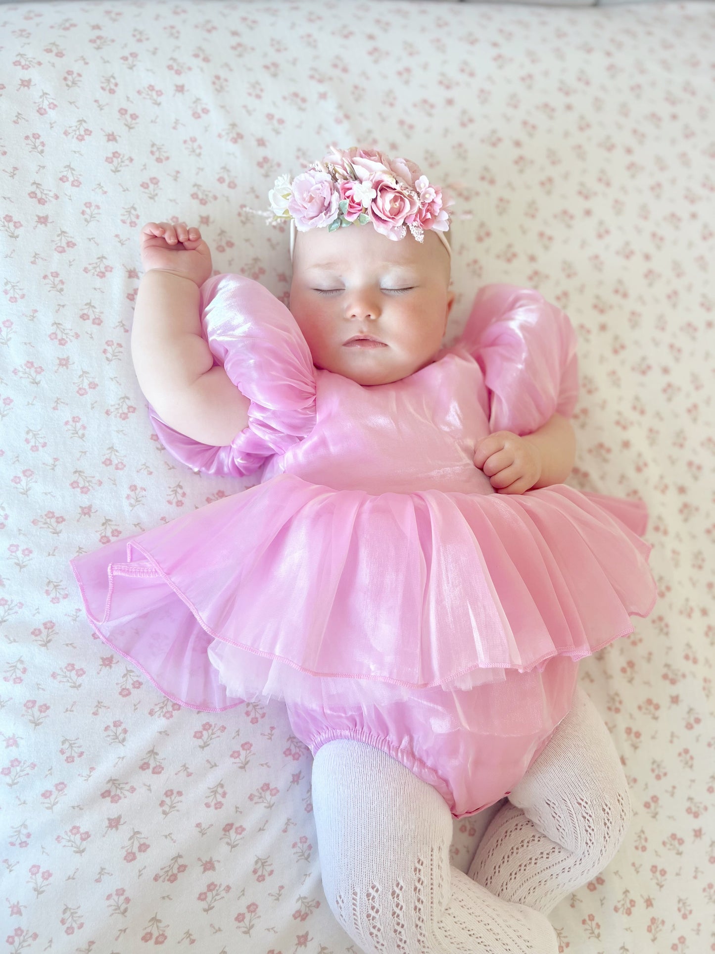 Dolly Candy Pink Organza Baby Girl Party Romper