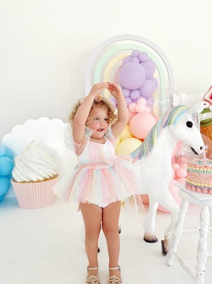 Rainbow Fairy Floss Baby Girl Tulle Party Romper