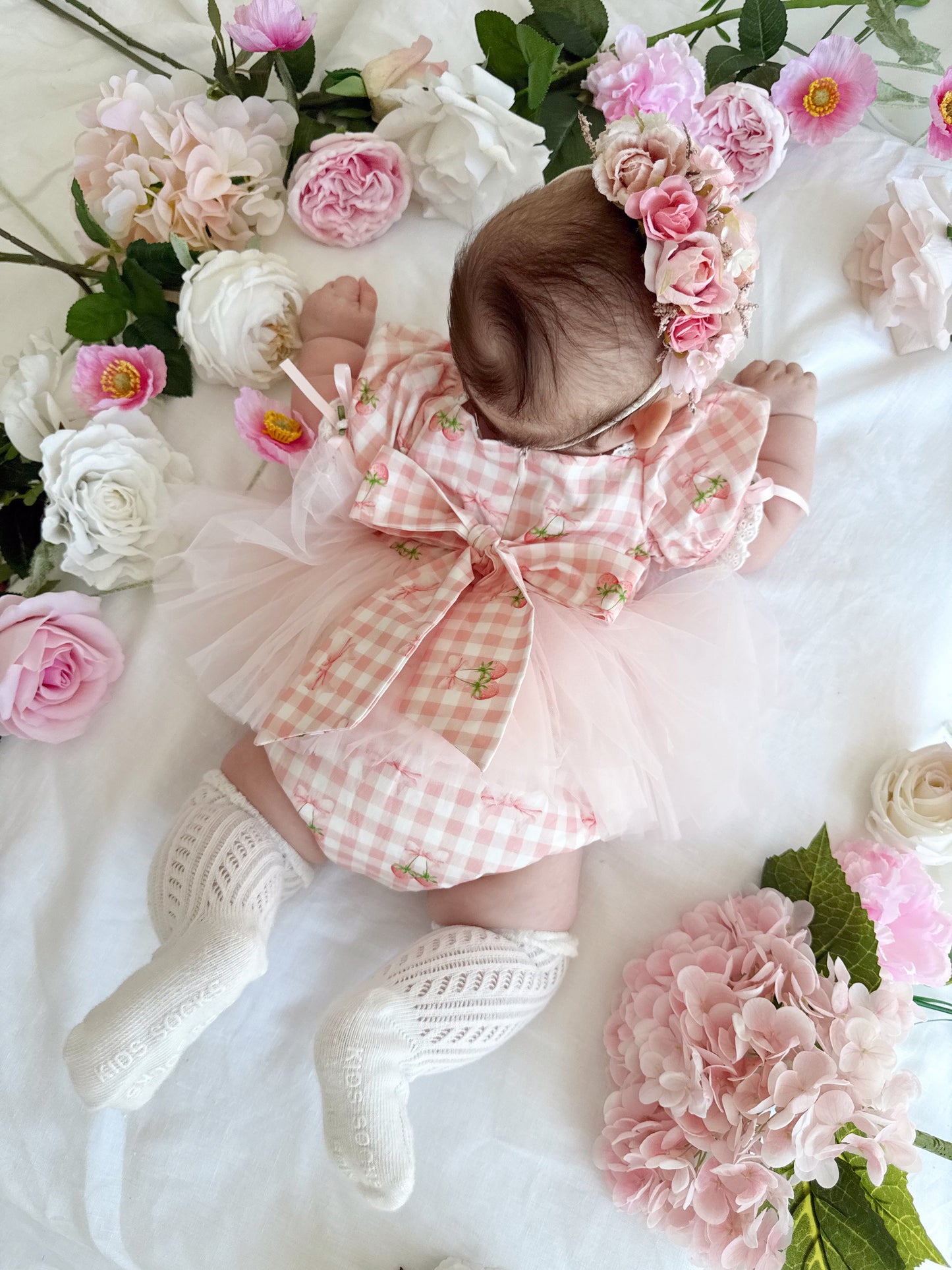 Berry Bliss Pink Gingham Baby Girl Tulle Party Romper
